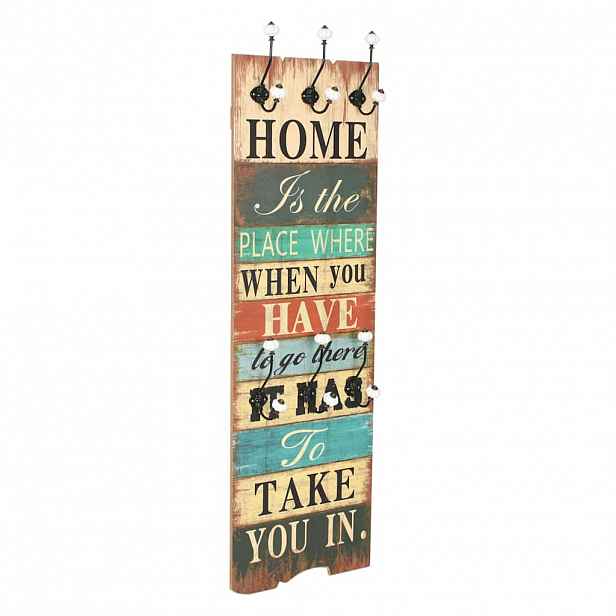 vidaXL Nástěnný věšák na kabáty HOME IS s 6 háčky 120 x 40 cm
