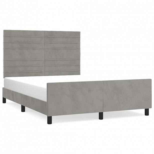 vidaXL Rám postele bez matrace světle šedý 140 x 190 cm samet