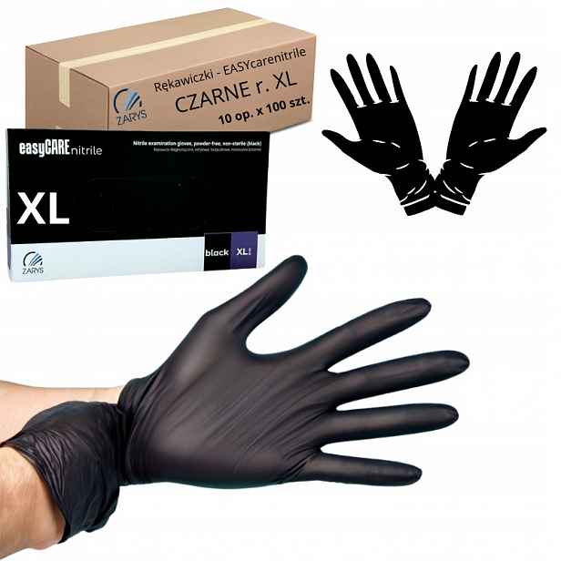 Nitrilové rukavice Bezpudrové Zarys Easycare Černé r.XL 1000 ks (karton)
