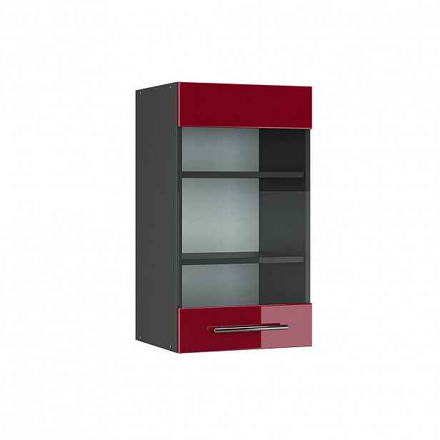 Vicco SKLENĚNÁ KUCHYŇSKÁ SKŘÍŇKA Fame-Line Bordó červená vysoký lesk 40 cm