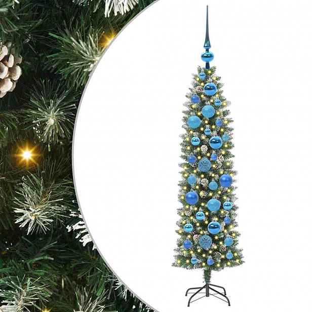 vidaXL Umělý štíhlý vánoční strom Zelená a bílá 120 cm