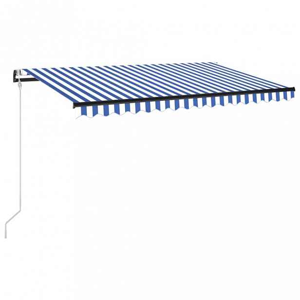 Automatická markýza s LED a senzorem větru 300x250 cm Dekorhome Bílá / modrá