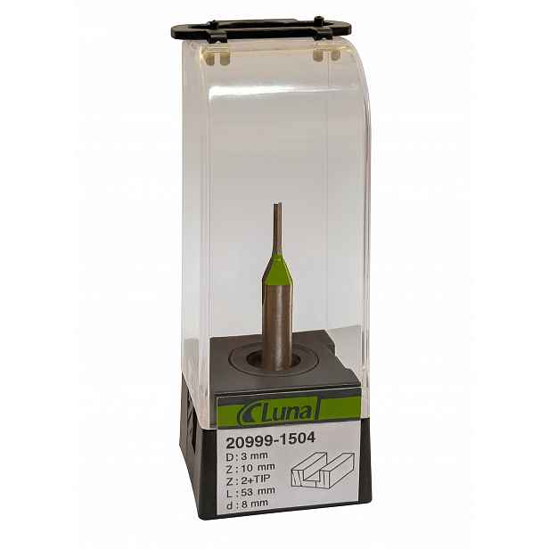 Fréza na drážky 3 mm H10 mm, délka 53 mm, stopka 8 mm s čelním ostřím