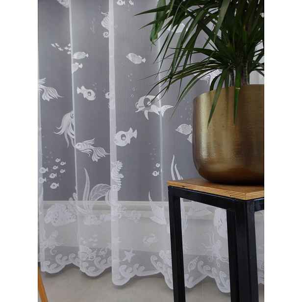 Mg Záclona Rybičky Akvárium 652/253W 300x250cm Obšité Boky, Šitá M