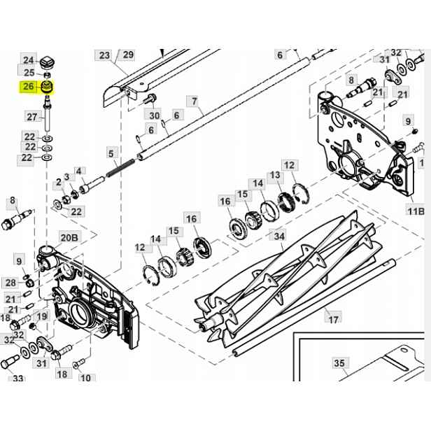 Šneková převodovka řezací jednotky John Deere 180 180SL 220 220E TCU40491
