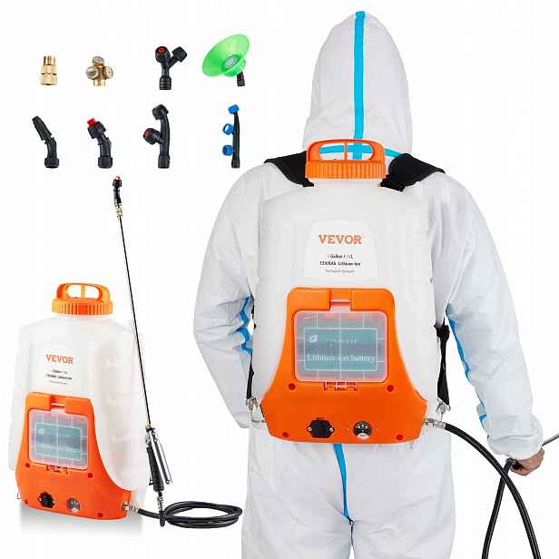 Akumulátorový zádový postřikovač 15 l, 0-90 Psi, 8 trysek, 2 lanka