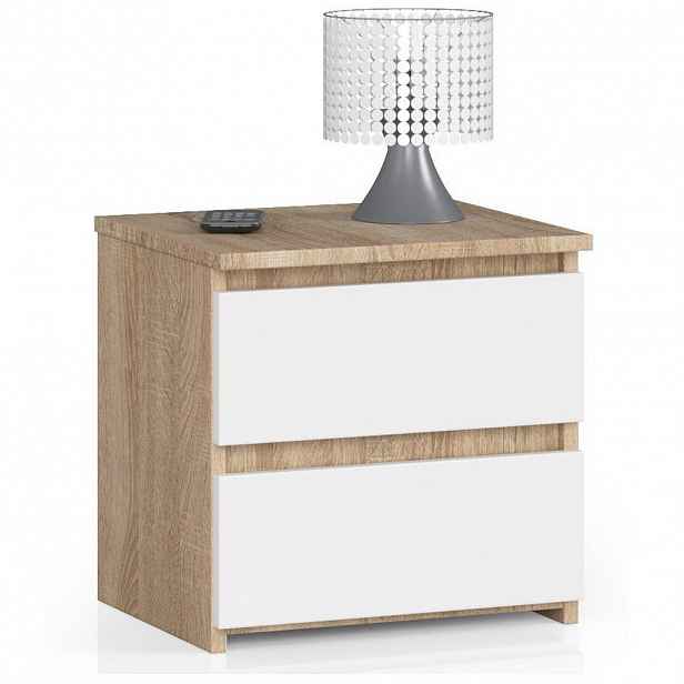 RAUMHIRSCH FURNITURE NOČNÍ STOLEK dub Sonoma, bílá 40/40/35