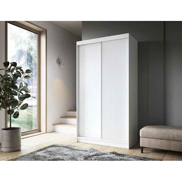Šatní skříň s posuvnými dveřmi 120 cm SELIORA - bílá