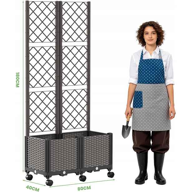 Trojitý box na zahradní rostliny s mřížkou pro rostliny 120 x 40 x 160 cm