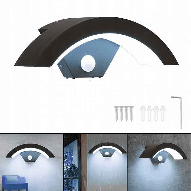 Led nástěnné svítidlo 18 W s pohybovým senzorem IP65, senzor, dekorativní lampa