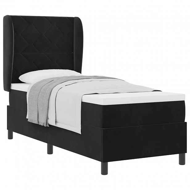 vidaXL Postel s boxspringem s čelo Černý 200 x 80 cm samet