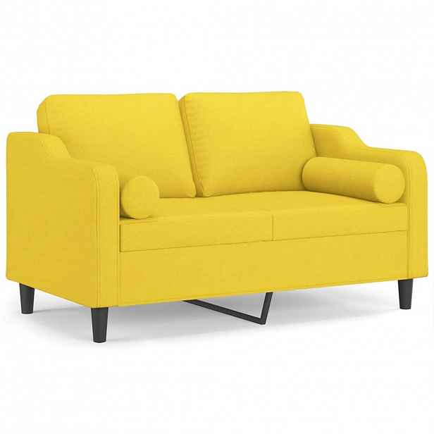 vidaXL 2místná pohovka s polštáři světle žlutá 120 cm textil