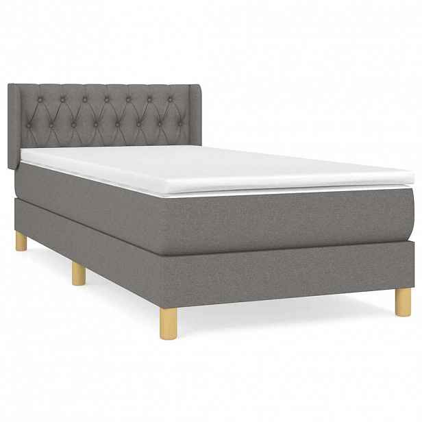vidaXL Box spring postel s matrací tmavě šedá 90x200 cm textil