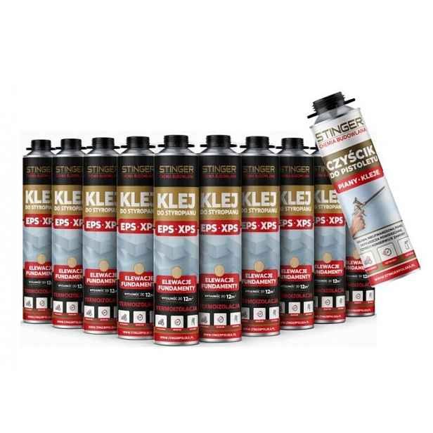 Pěnové lepidlo na polystyren 12 Ks Eps Xps v pěně 750 ml čistič pistole