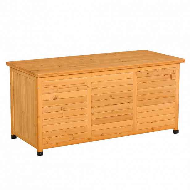 Redom ZAHRADNÍ úložný box 127/56/60 cm s výklopným víkem a odolným dřevěným provedením, Žlutá
