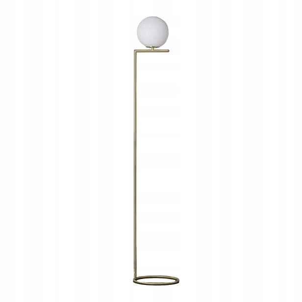 Stojací lampa zlatá skleněná bílá koule 165 cm do obývacího pokoje ložnice Abruzzo