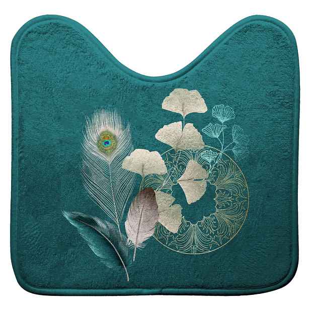 Tyrkysová WC koupelnová předložka 45x45 cm Ginkoblue – douceur d'intérieur
