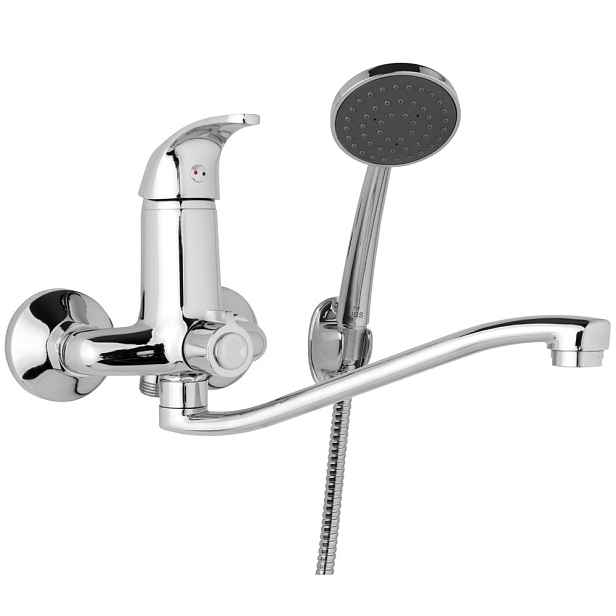 JB Sanitary SLIM A10 34 21 - Nástěnná umyvadlová a sprchová baterie 100 mm; otočný přepínač v těle; s příslušenstvím; S ramínko 250 mm