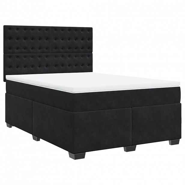 vidaXL Box spring postel s matrací černá 140 x 190 cm samet