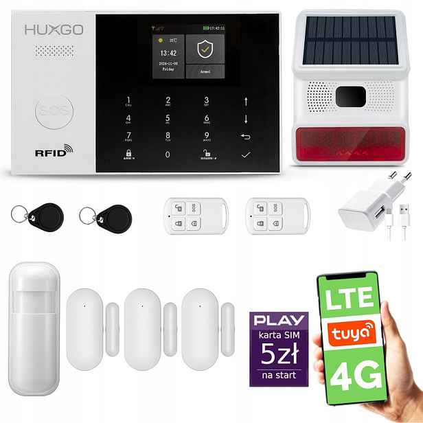 Bezdrátový alarm WiFi Gsm 4G s aplikací Tuya, Huxgo HXA005 D3BS