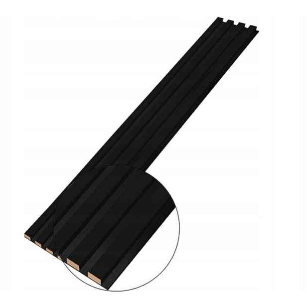 Designový akustický panel - černá - 18 cm - 4 lamely