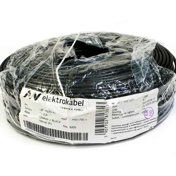 Kabel Lgy 2,5mm černý 450/750V 100m
