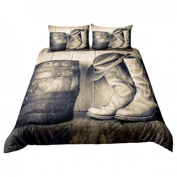 Sada Povlečení Divoký západ 220 x 230 cm 2 Polštáře 50 x 75 cm Šedá