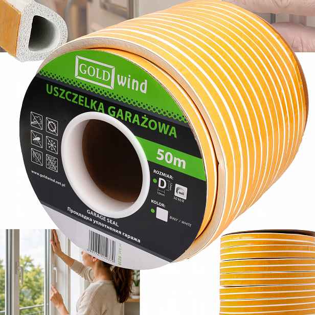 Těsnění Garážových Vrat Oken typ D 12x10 bílé 50m Silné Velké Mezery