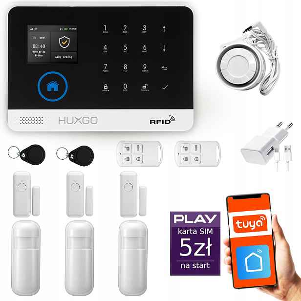 Bezdrátový alarm WiFi Gsm 4G, Tuya, sada alarmu Huxgo HXA003 R3D3