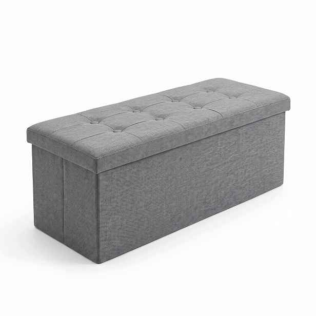 Taburet S Obdélníkovým Úložným Prostorem 110X38X38 CM, Šedá, Polyester