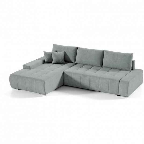 Beautysofa ROHOVÁ rozkládací pohovka Draco L světle šedá, levá, velurová látka