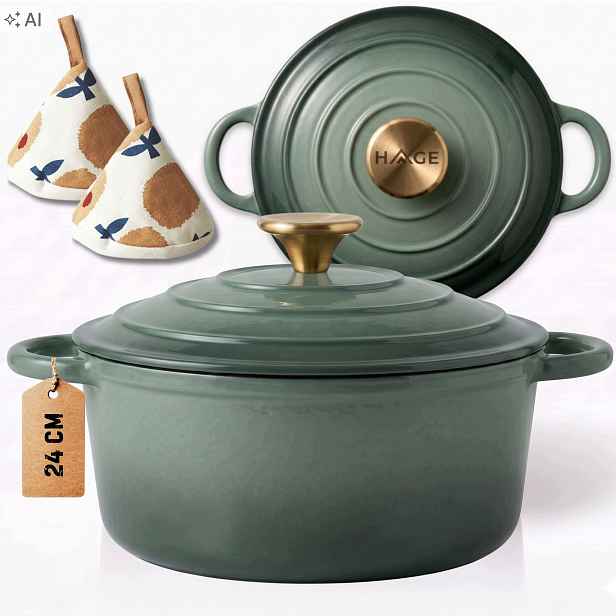 Hrnec Smaltovaný 4 L S Víkem Šalvějový Indukce Trouba 24 CM