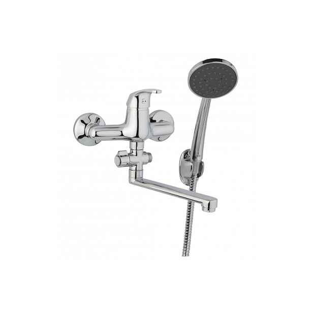 JB Sanitary Slim A10 37 01 - Nástěnná umyvadlová a sprchová baterie 150 mm; otočný přepínač; s příslušenstvím; ramínko 200 mm