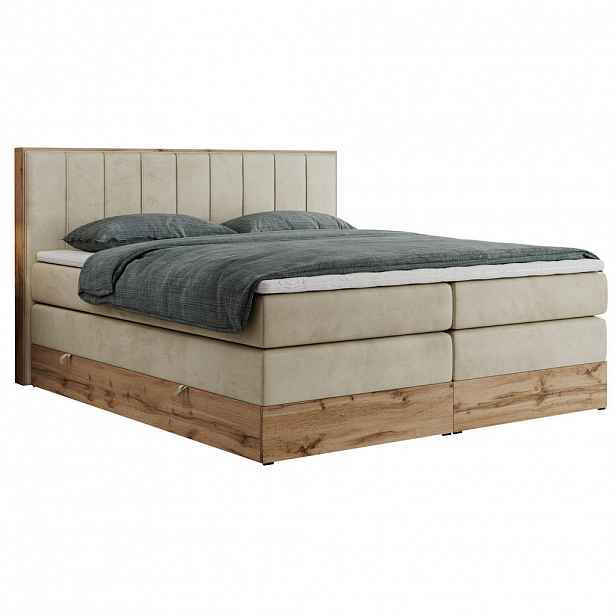 MKS POSTEL BOXSPRING BELLISSIMO KING 140/200 - Béžová Samet - H3