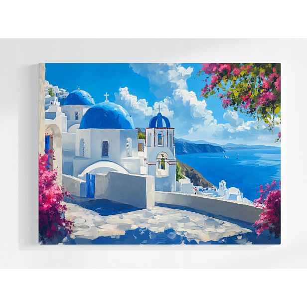 Obraz Na Plátně Canvas Pohled Pohlednice Řecko Santorini Ostrov Moře 80x60