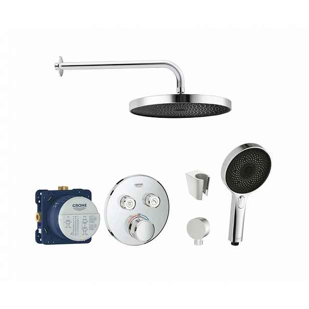 SANITINO - Sprchový set s termostatem a tělesem pod omítku Grohe, příslušenství kielle, chrom SANI21GKK000