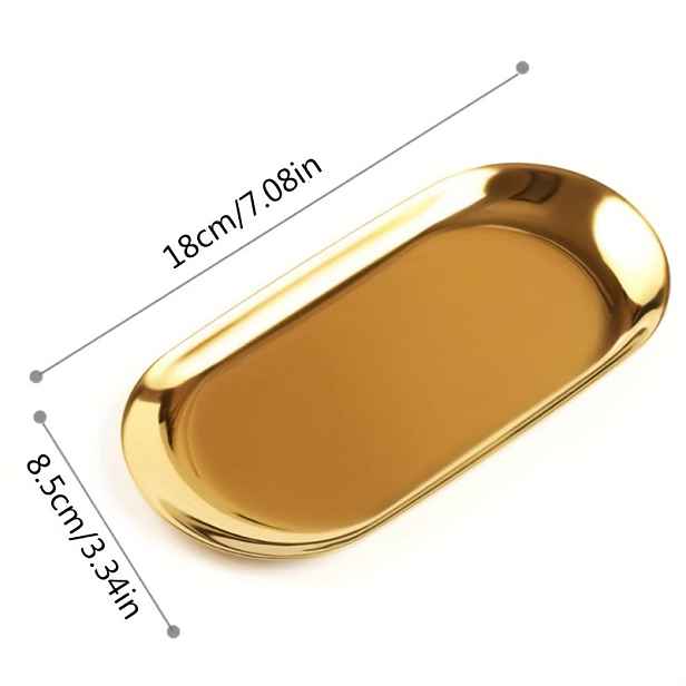 TEMU 1 ks/2 ks Oválný úložný podnos na šperky, zlatý nerezový podnos na vystavení šperků, pro domácí použití, valentýnský dárek, podnosy na šperky