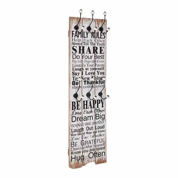 vidaXL Nástěnný věšák na kabáty FAMILY RULES s 6 háčky 120 x 40 cm