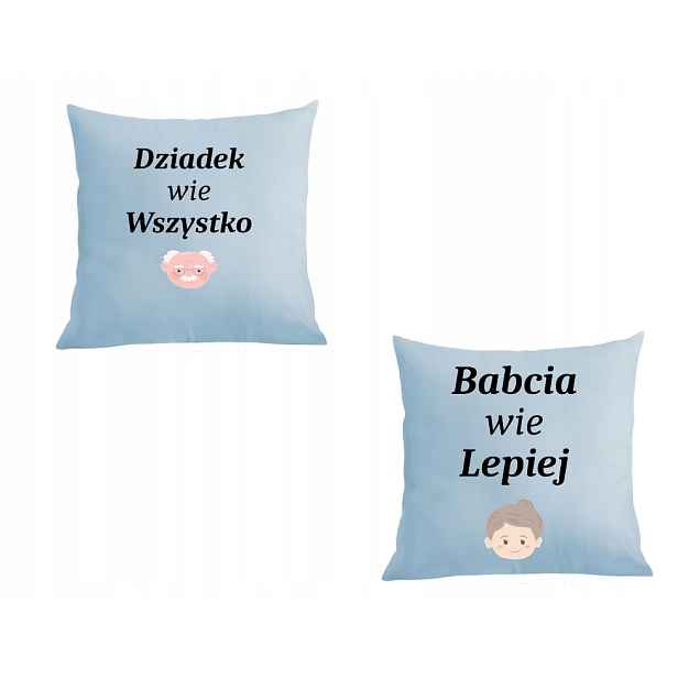 Dvě Polštáře povlak Dárek Dědeček ví všechno, babička ví lépe