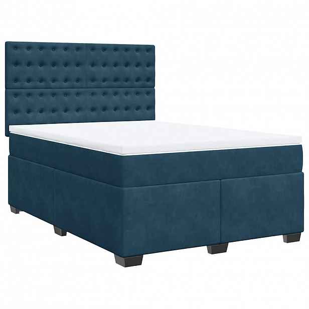 vidaXL Box spring postel s matrací modrá 140 x 190 cm samet