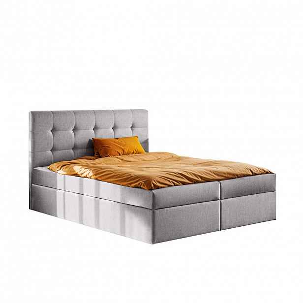 Kaiser Möbel KONTINENTÁLNÍ POSTEL s matrací a úložným prostorem LUDANO tkanina Soro Šedá 160x200 cm H2-Pocket