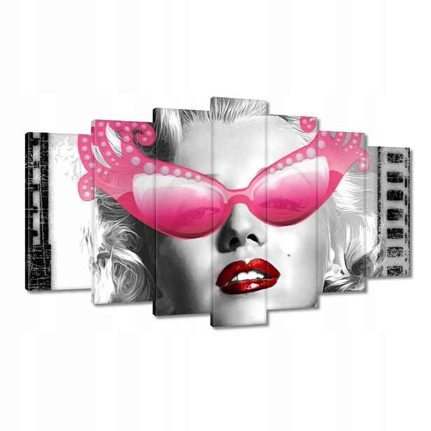 Obrazy 140x80 Monroe růžové brýle