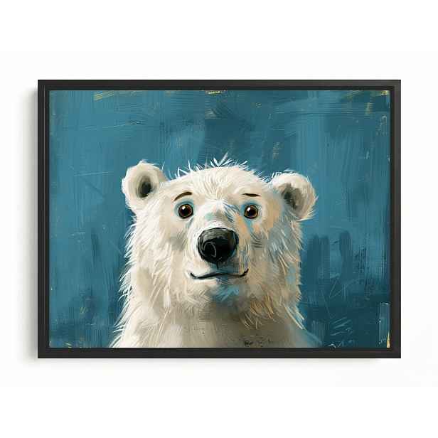 Rám Na Obraz Americká Krabička Bílý Lední Medvěd Grafický Medvídek 80x60