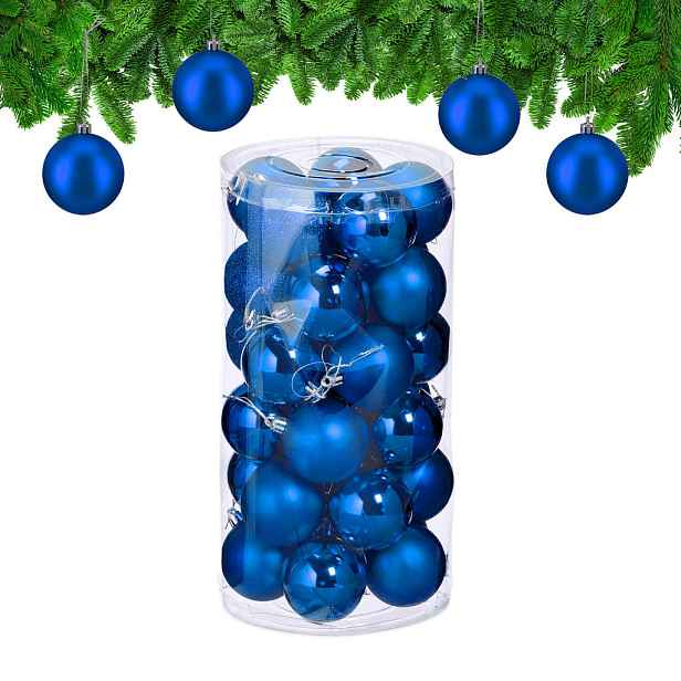Relaxdays KOULE Modrá vánoční 30dílná-sada plast