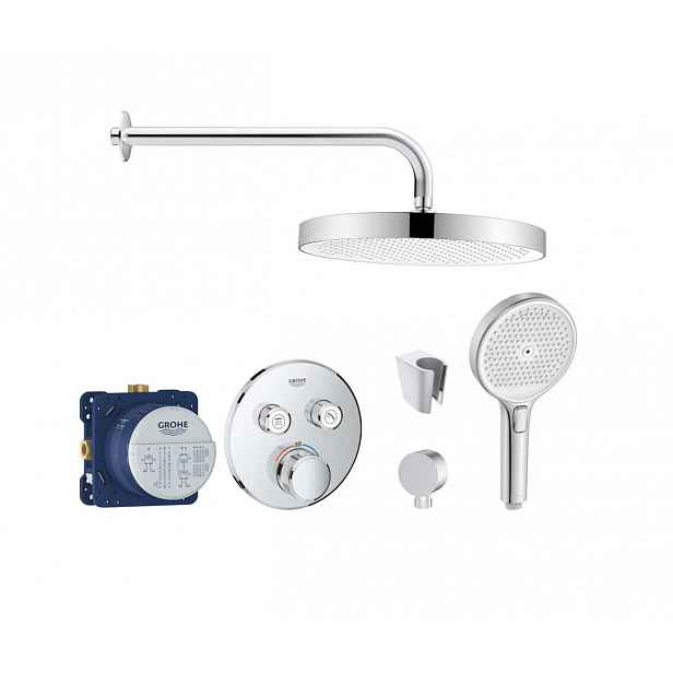 SANITINO - Sprchový set s termostatem a tělesem pod omítku Grohe, příslušenství kielle, chrom SANI21GKK001