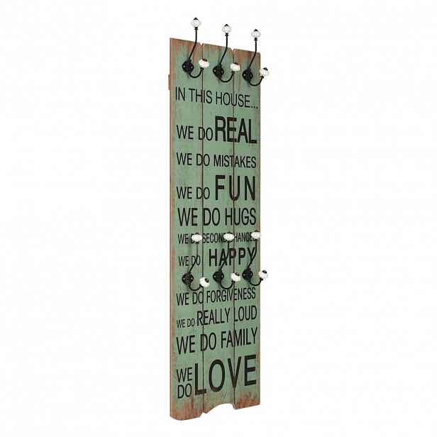 vidaXL Nástěnný věšák na kabáty HAPPY LOVE s 6 háčky 120 x 40 cm
