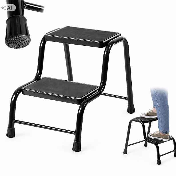 Žebřík Ocelový Žebřík Stolička 150 kg Domácí Schůdky Stabilní Pevná Plošina
