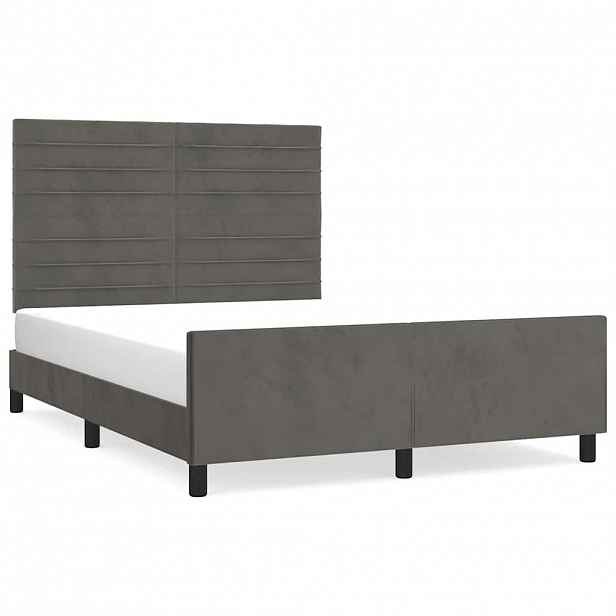 vidaXL Rám postele bez matrace tmavě šedá 140 x 200 cm samet