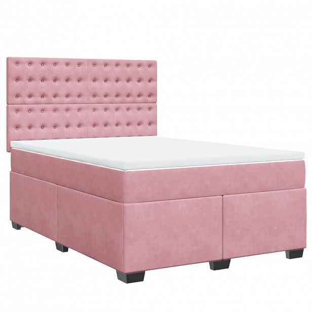 vidaXL Box spring postel s matrací růžová 140x190 cm samet