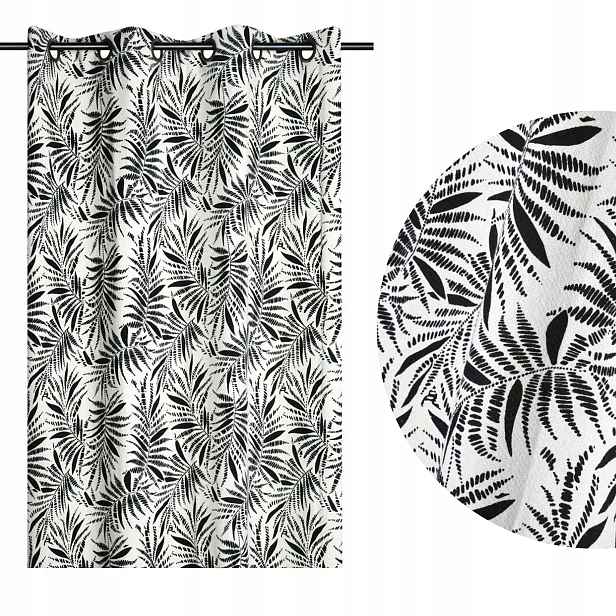 Hotový závěs Ziana 140x260 černé tropické listy etno boho glamour